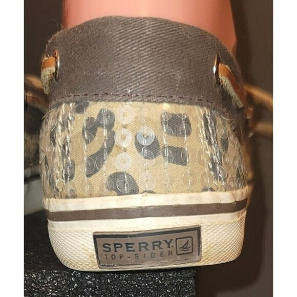 Sperry Top-Sider Shoe Bahama Boat Shoe Sequins Animal Print - Size 4 - Picture 10 of 13